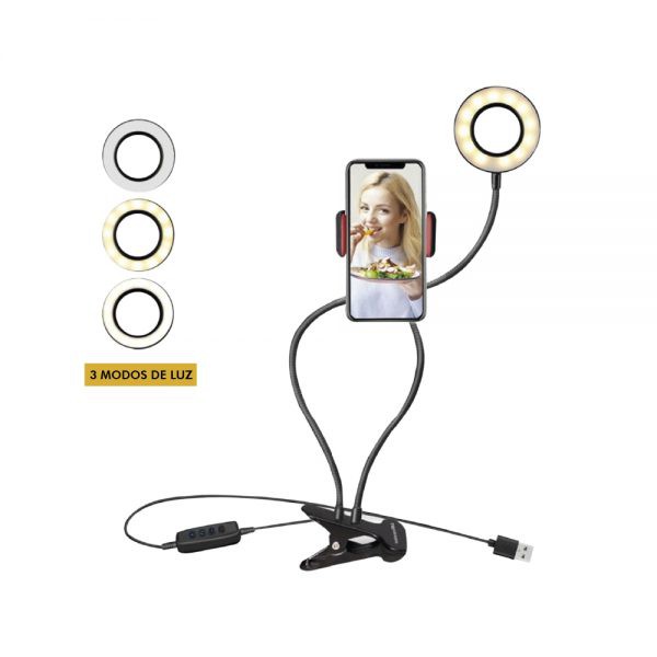 Iluminador Ring Light/ Suporte Articulado de Mesa Live Stream para Celular/Smartphone, com controle. - Ótima qualidade , execlente preço