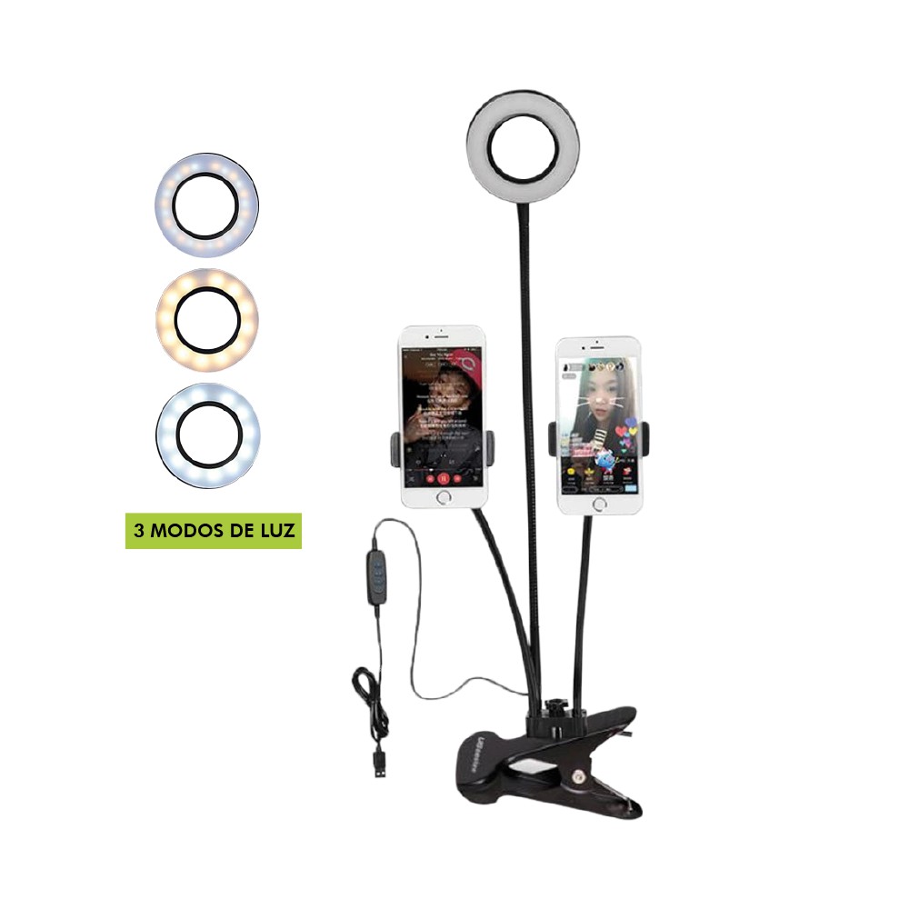 Iluminador Ring Light Suporte Articulado de Mesa Live Stream para Celular Smartphone com controle. - Òtima qualidade, excelente preço Novos e de Qualidade.