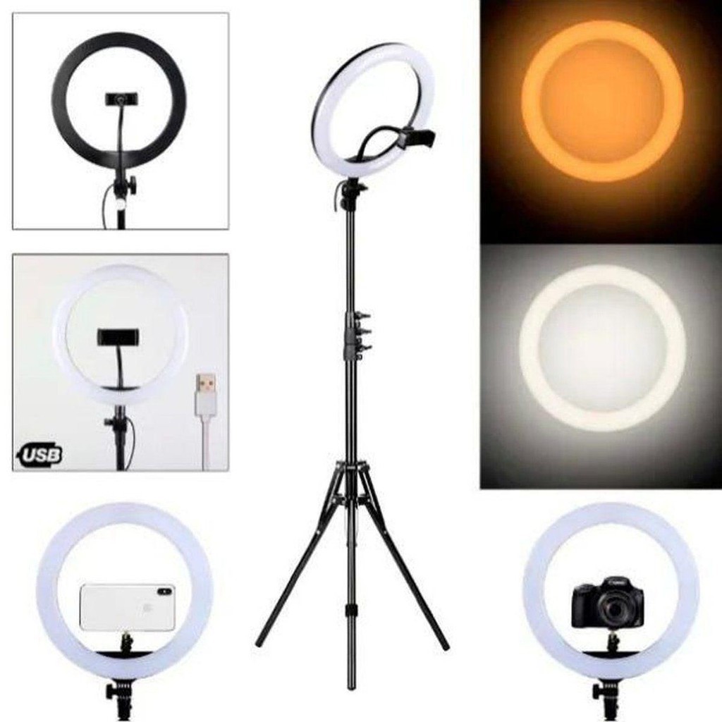 Iluminador Led Ring Light tripe 2,1C/ Controle Remoto, Suporte SmartPhone e Fonte Bivolt