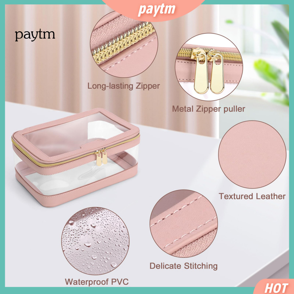Travel Makeup Bag Toiletry 2 Pcs Cosmetic Bags Set Waterproof Pouch Capacity Organizer with Zipper for Lipstick Eyebrow