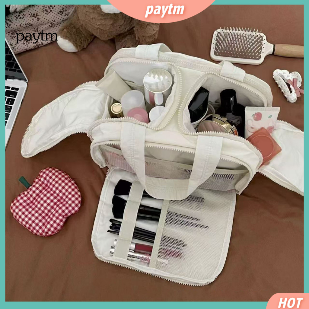 Makeup Bag with Easy Access Leak-proof Toiletry Travel for Women Capacity Waterproof Organizer Handle Zip Around Cosmeti