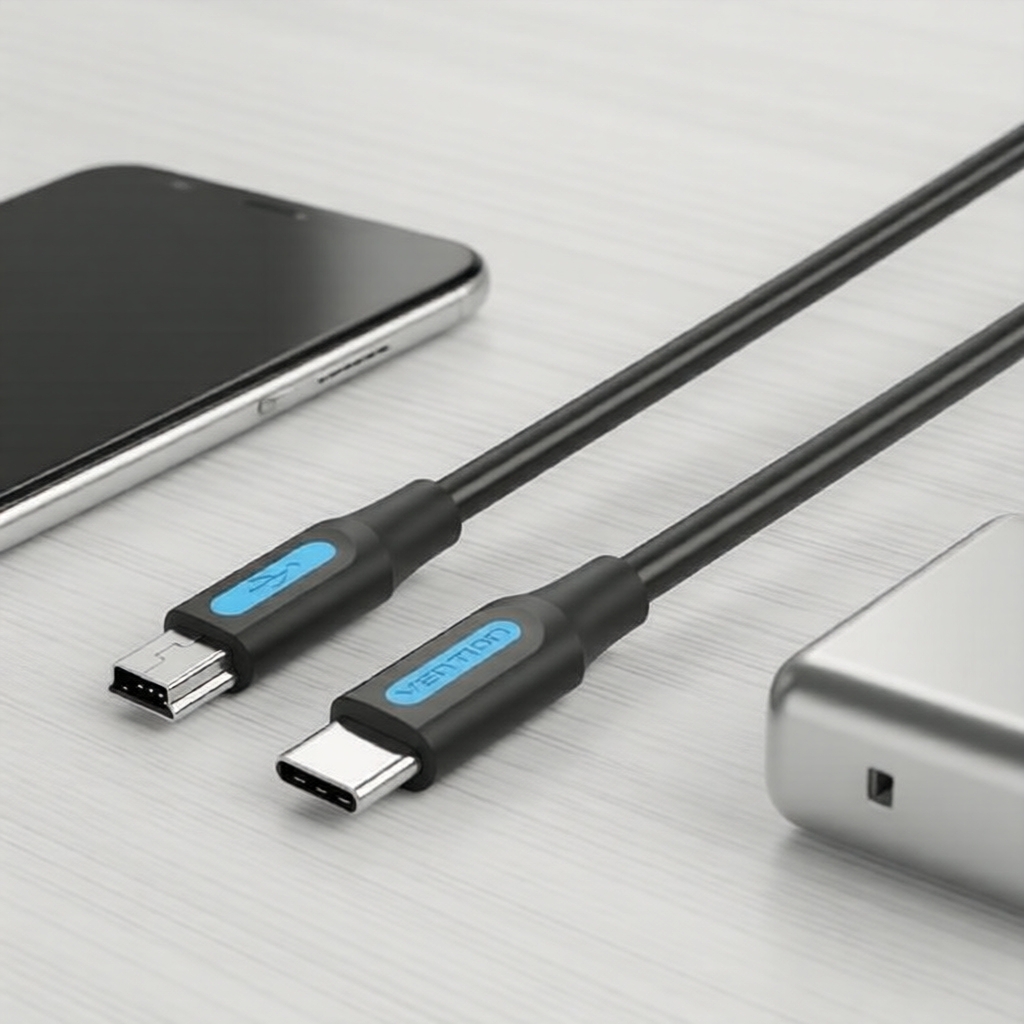 Cabo Vention USB-C para Mini-B para Smartphone, Laptop, Câmera, Câmera Veicular
