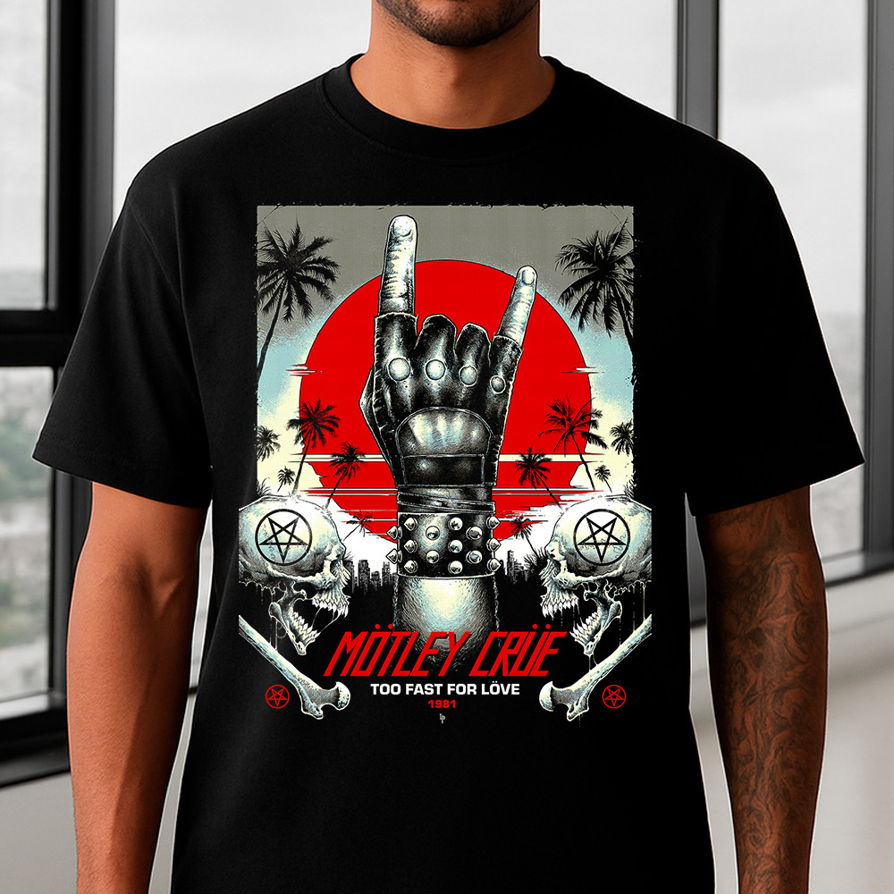 Camisa Camiseta Basica Banda de rock Motley Crue Too Fast For Love  gotica vintage em algodao Unissex retro