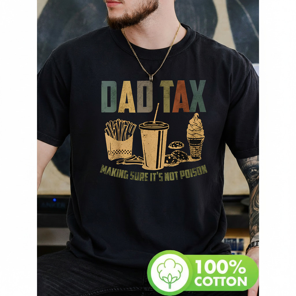 Camiseta Masculina Estampa Dad Tax Comida Fast Food Moderna Atemporal Estilosa Tendência