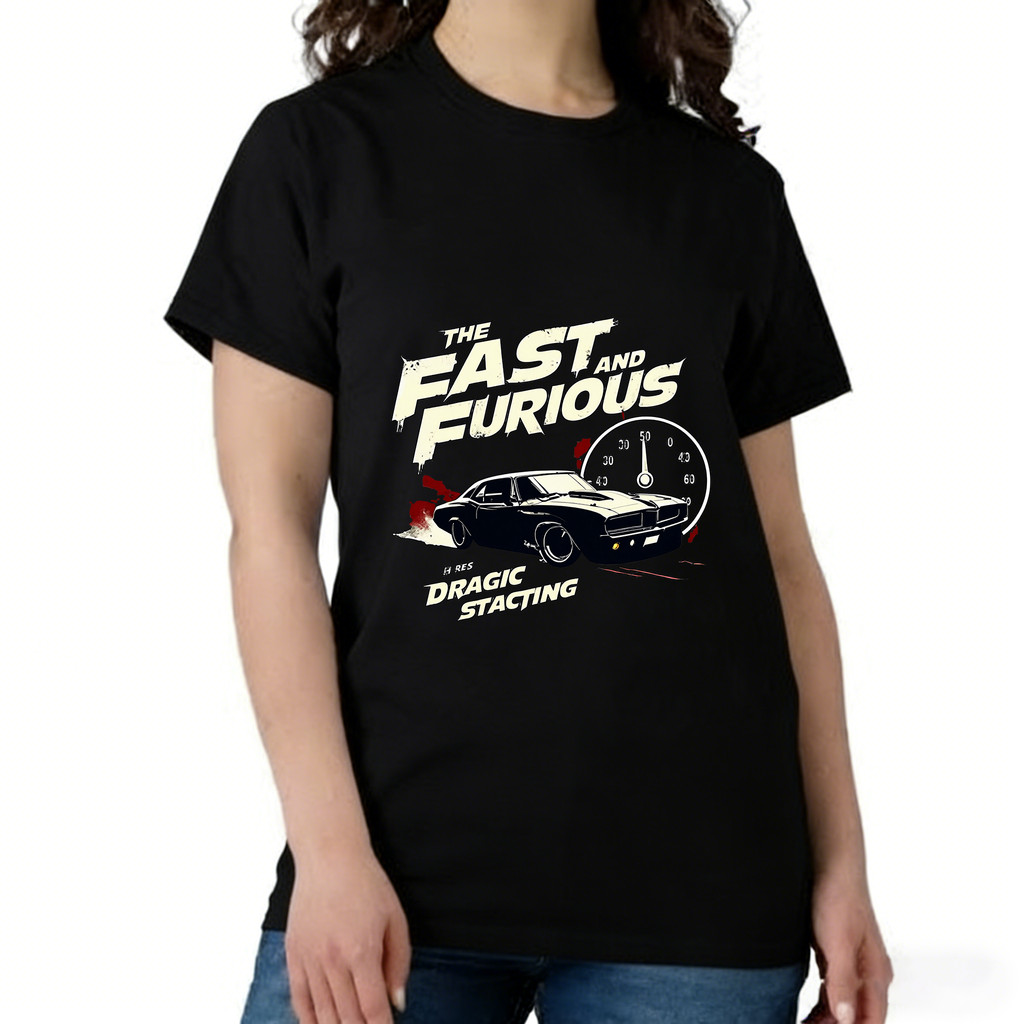 Camiseta Unissex Oversized Plus Size Feminina Masculina The Fast And Furious, Estampa Carro Veloz, Corrida, Tamanhos Var
