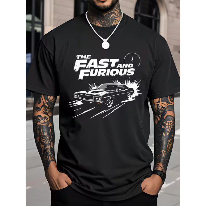 Camiseta Masculina Estampa Carro da Saga The Fast and the Furious Moderna Confortável Atemporal Estilo Casual