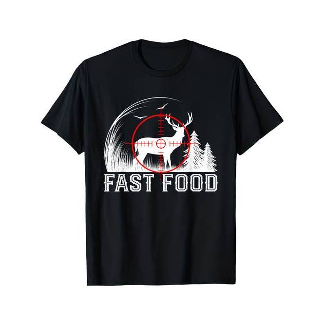 Camiseta Caça Cervos Caçador Fast Food Vintage Divertida Estilosa Confortável Retrô