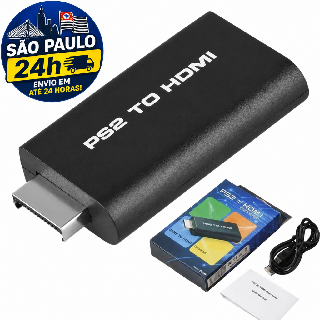 PS2 To HDMI Adaptador Conversor AV para HDMI para PlayStation 2 Áudio e Vídeo Digital Compatível com TV LED LCD Monitor