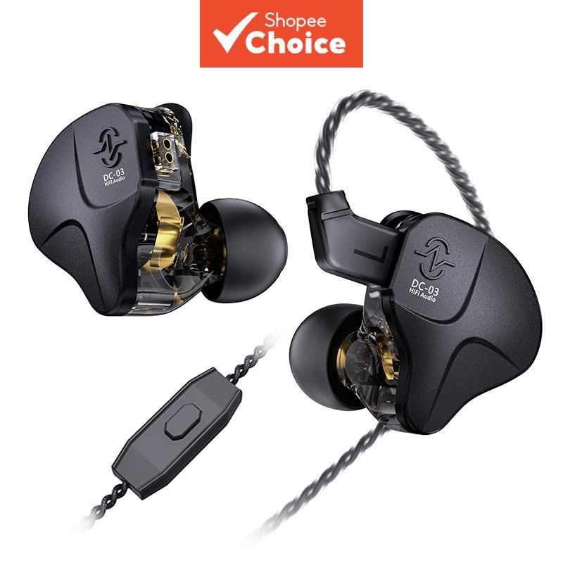CCZ DC03 Fones De Ouvido Intra-Auriculares Monitor IEMs Gaming Deep Bass Sound Com Fio 1d HiFi Cancelamento De Ruído Nas
