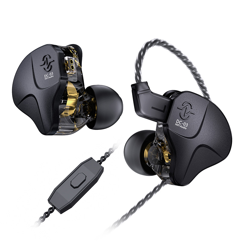 CCZ DC03 Fones De Ouvido Intra-Auriculares Monitor IEMs Gaming Deep Bass Sound Com Fio 1d HiFi Cancelamento De Ruído Nas