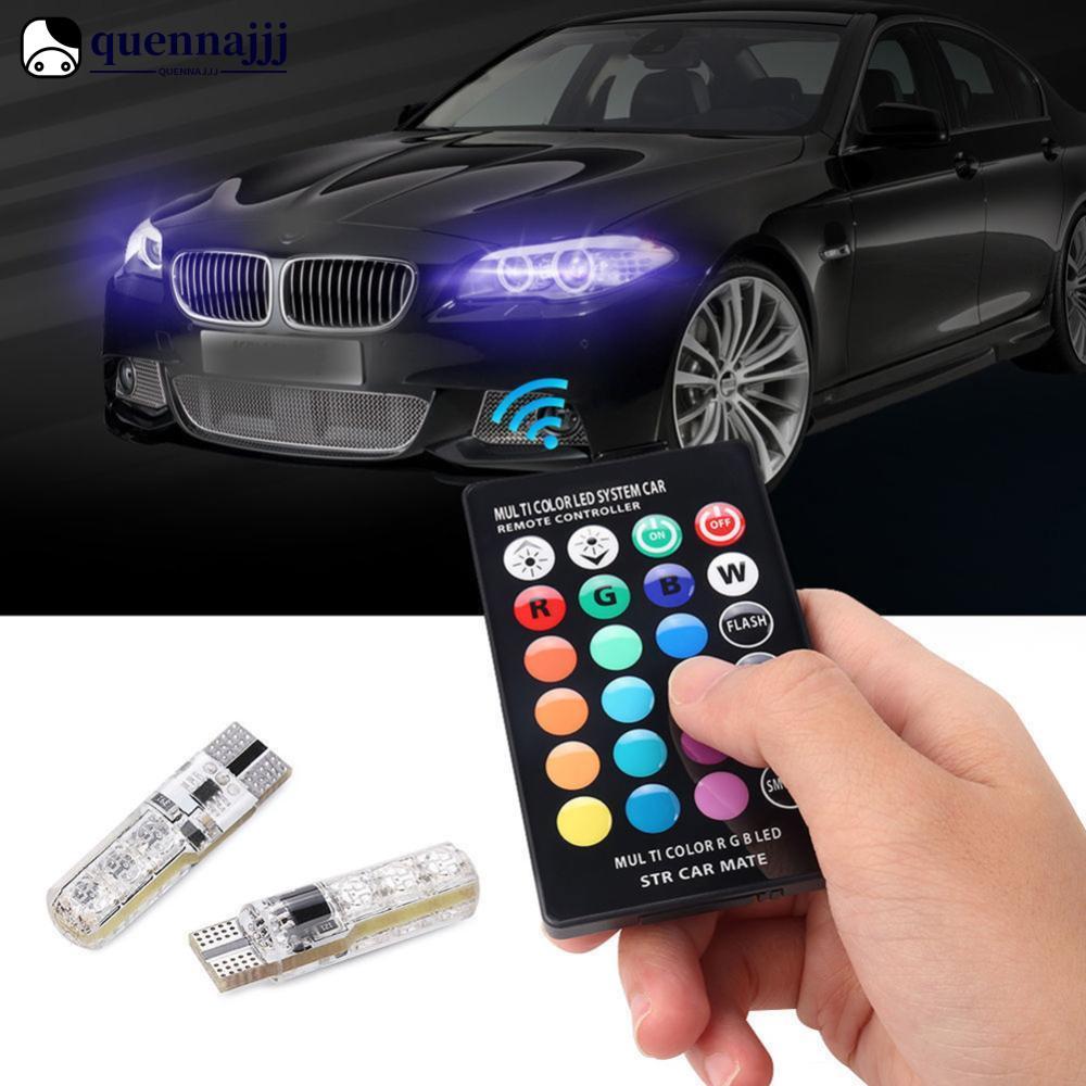 QUENNA 2 Pcs 6SMD RGB LED T10 5050 Multi Color Light Car Wedge Controle Remoto Lâmpadas A6L3
