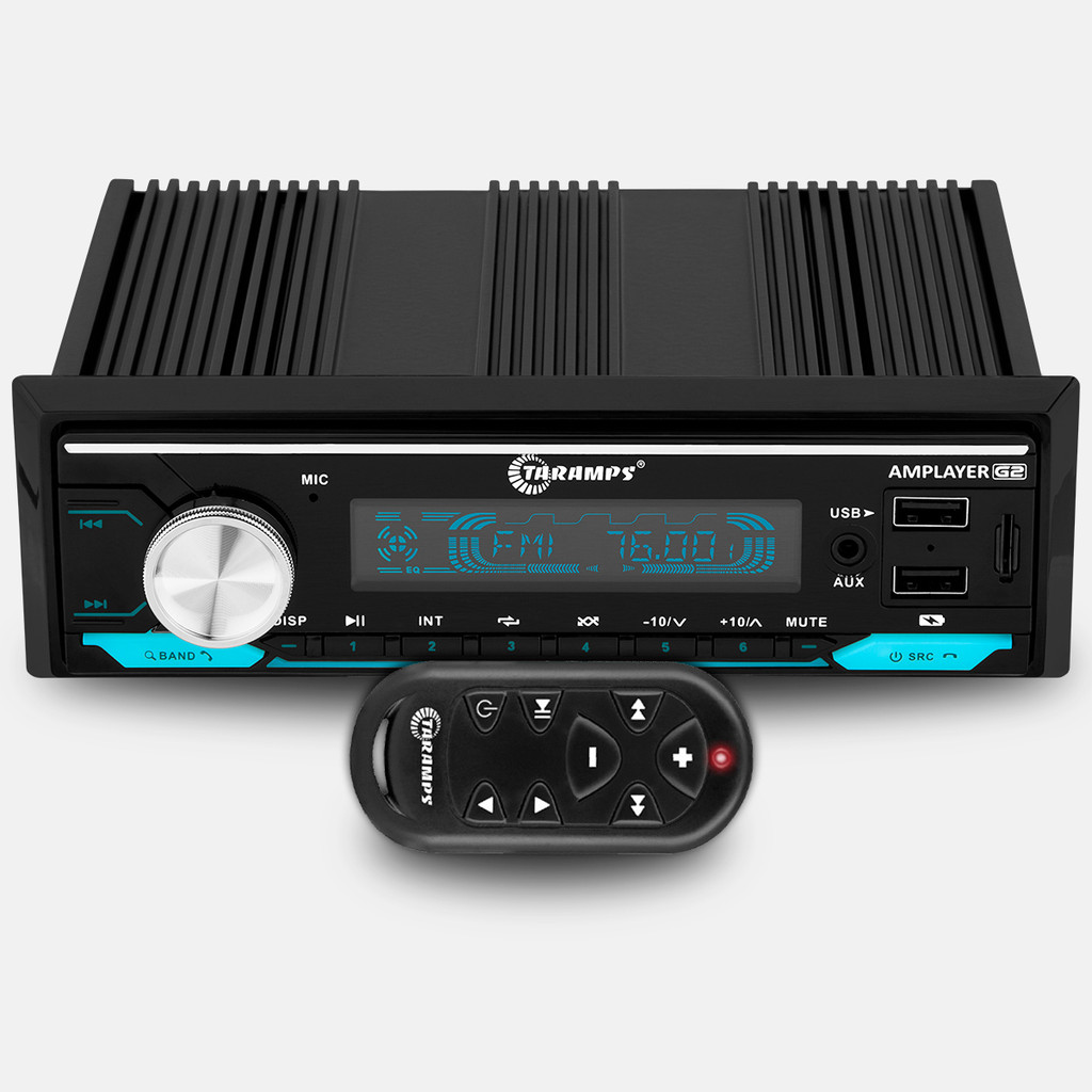 Som Taramps Amplayer G2 Rádio Bluetooth SD USB FM RGB 400W RMS 4 Canais Compacto 1 DIN