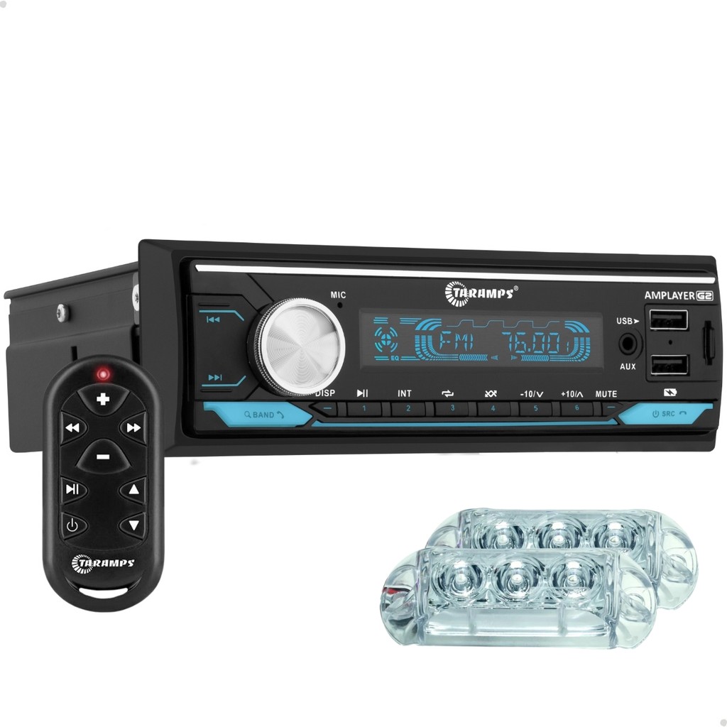 Rádio Taramps Amplayer G2 400W C/ Controle Longa Distância + 2 Strobo RGB 3W
