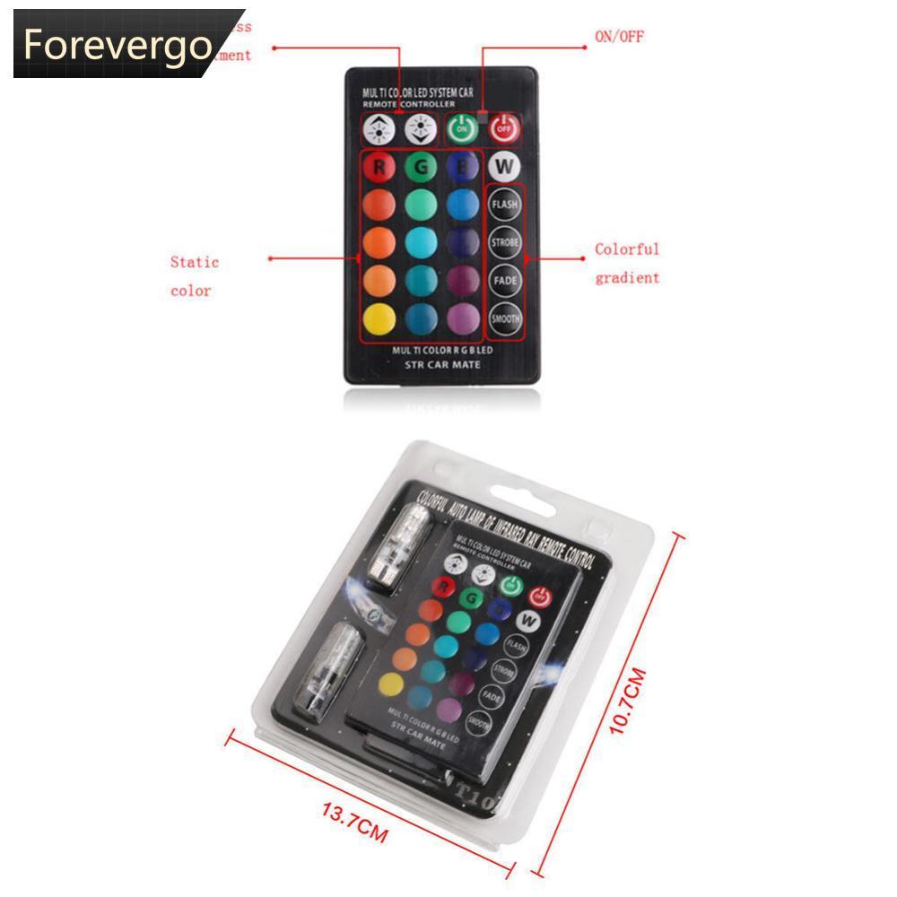 FOREVERGO 2 Pcs 6SMD RGB LED T10 5050 Multi Color Light Car Wedge Controle Remoto Lâmpadas E4T5