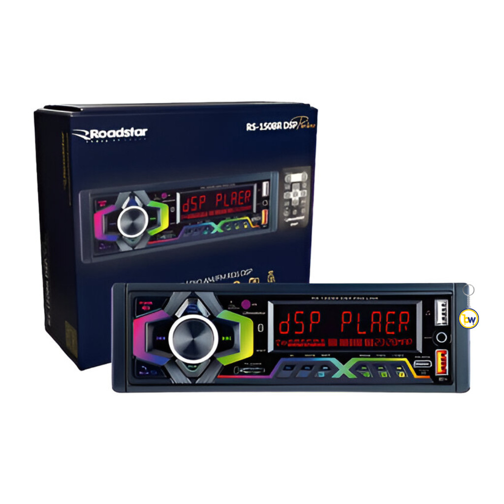Auto Rádio Roadstar DSP Bluetooth USB Comando Volante Premium Display LED RGB