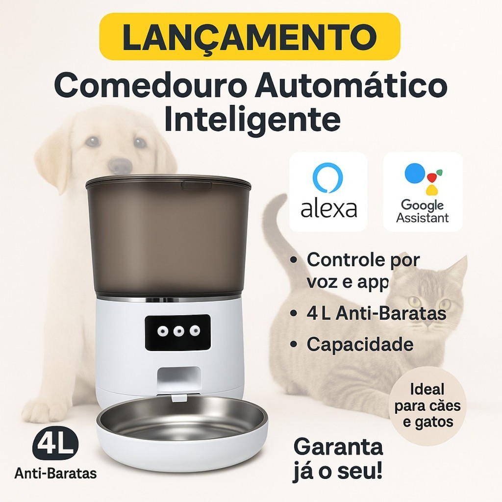 Comedouro Pet 4L Automático Alexa Smart Life Gatos