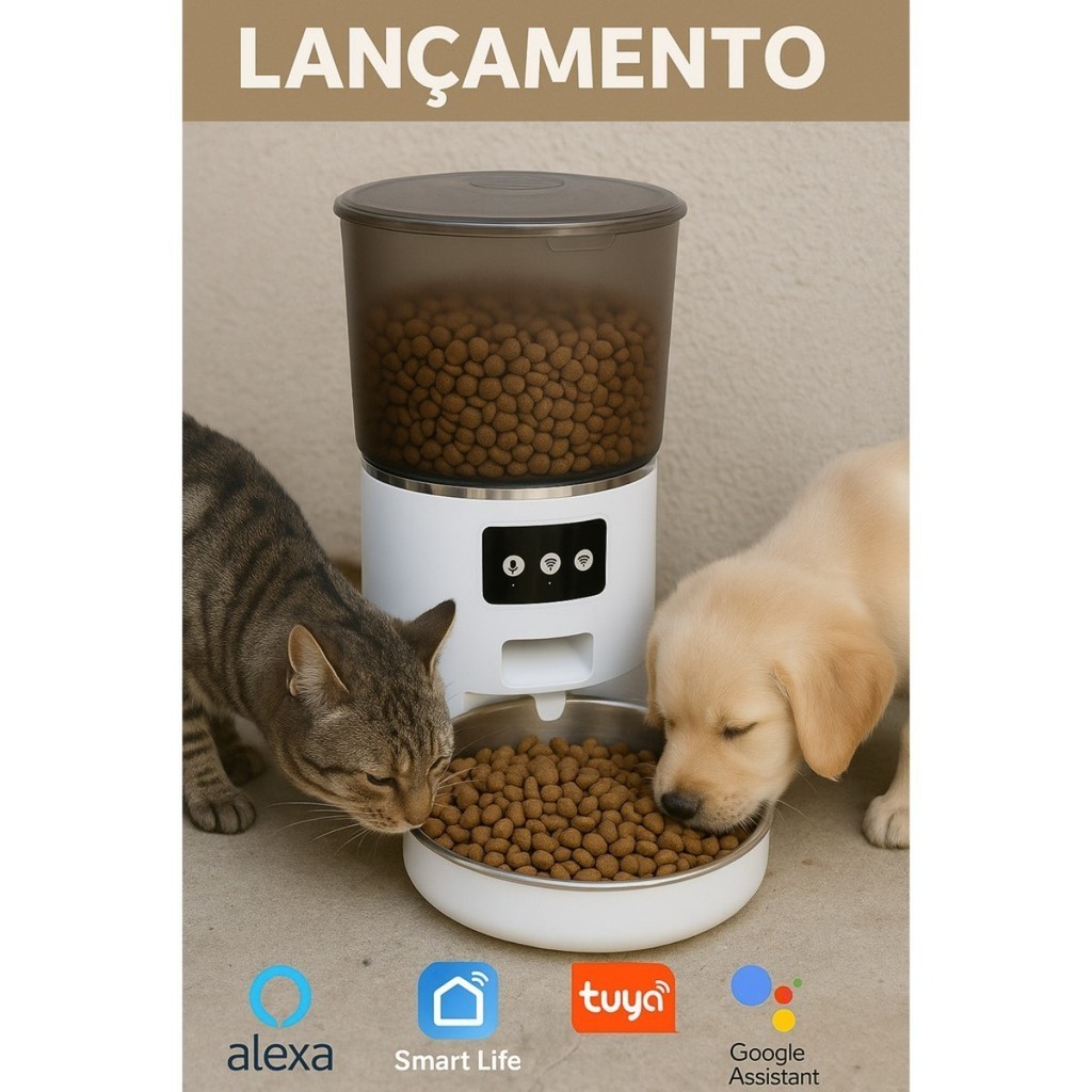 Dispenser Ração Automático 4L Alexa Smart Life Pet Novo