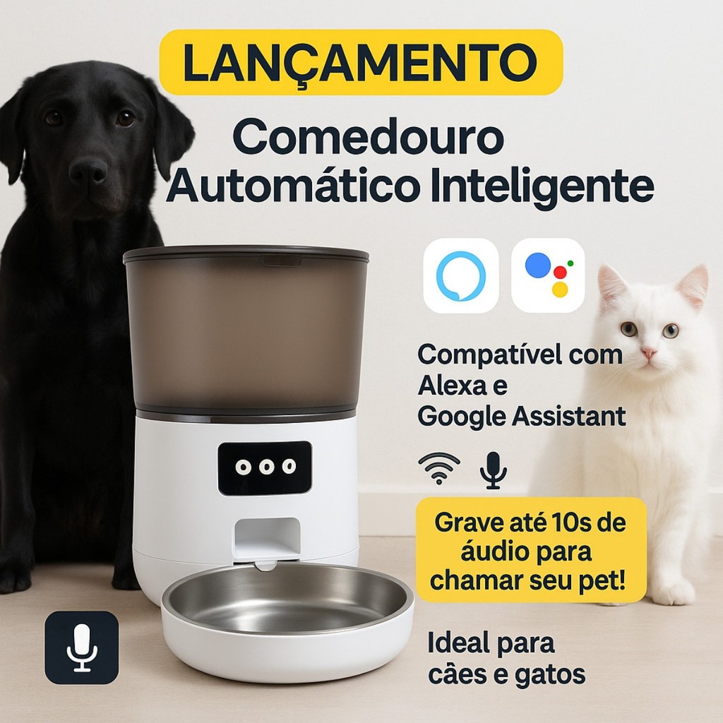 Dispensador Automático Pet 4L Alexa Tuya Smart Life