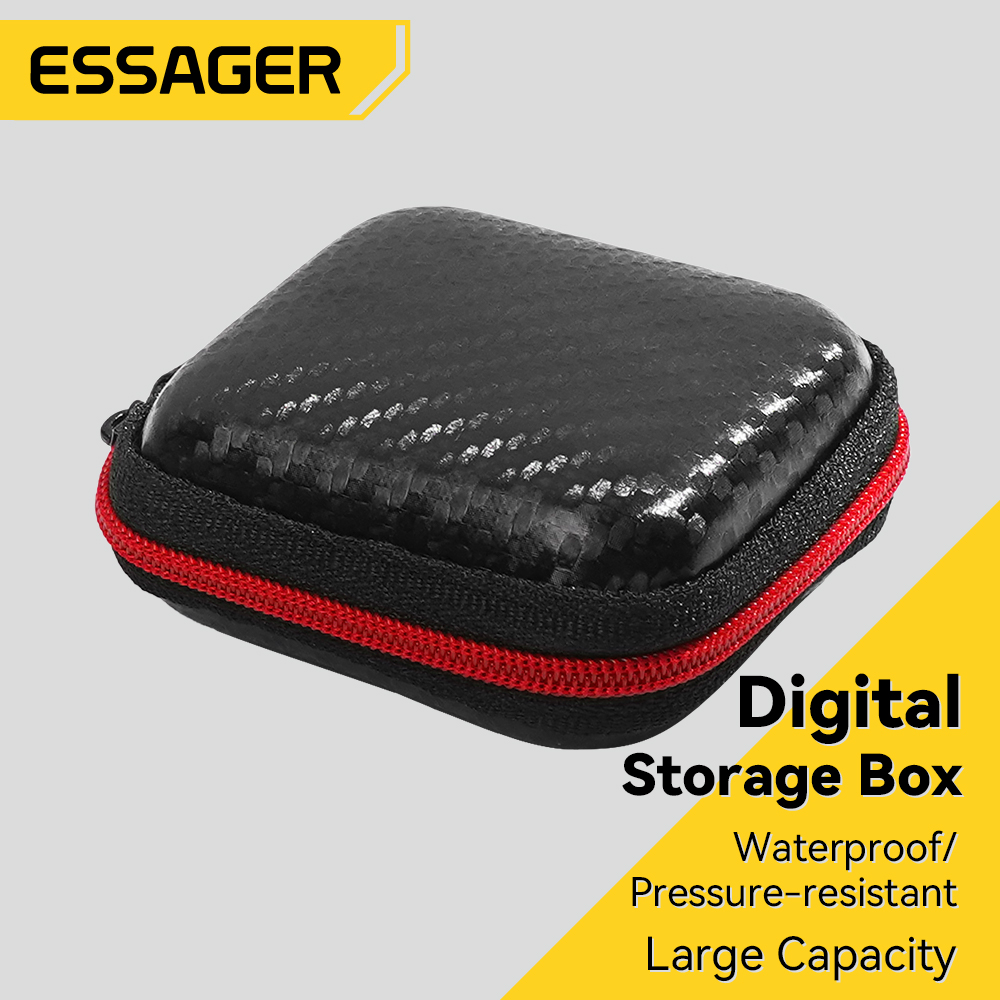 Nova Nova Essager Mini Bolsa Portátil para Fones de Ouvido Estojo para Cabo USB Caixa de Armazenamento Carteira Bolsa de
