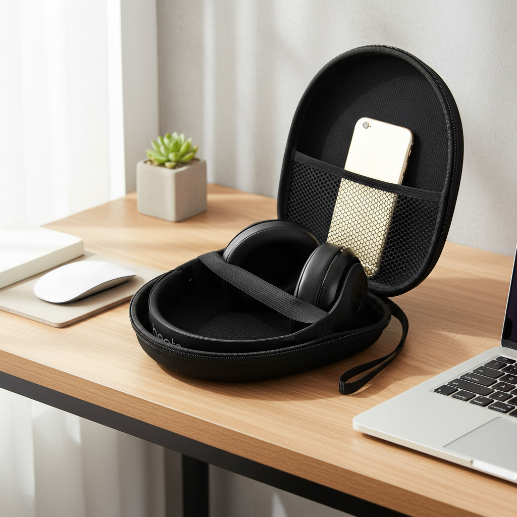PU Estojo Universal Grande EVA para Fones de Ouvido Portátil à Prova de Choque Bolsa de Armazenamento para Fones