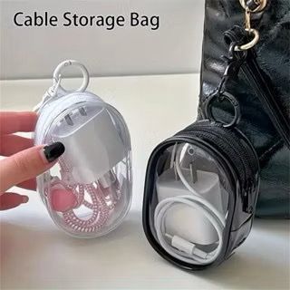 Mini Bolsa Portátil Com Ziper Transparente Estojo para Fone de ouvido, Carregador, batom, Diversos Acessórios