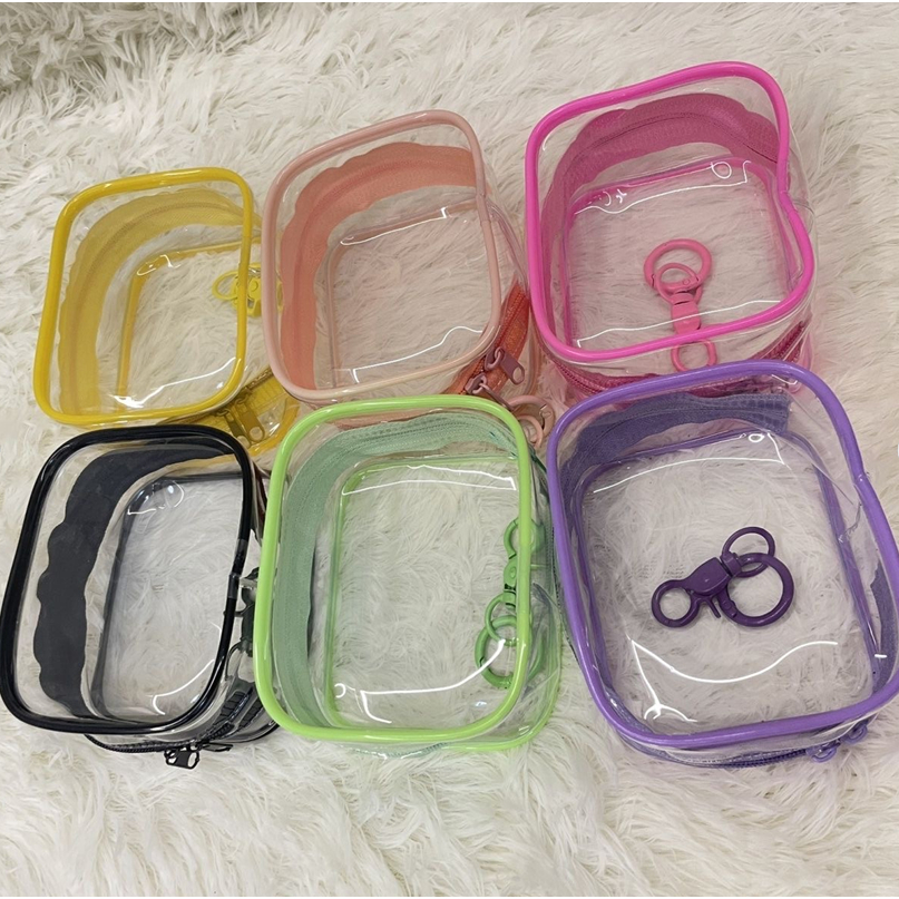 Mini bolsa de armazenamento de desenho animado, cabo de dados, fone de ouvido, bolsa protetora, portátil, transparente