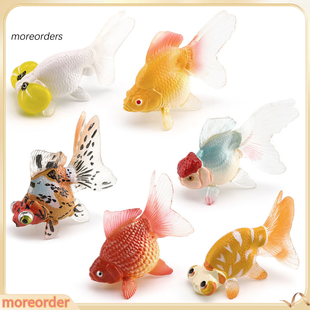 Realistic Mini Goldfish Figurine with Base – Plastic Fish Statue Aquarium Decoration Fake Ornament for Home Office and