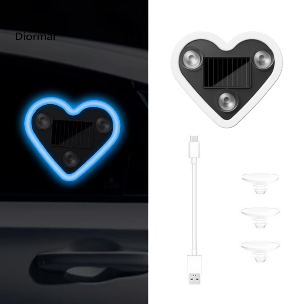 Wireless Car Neon Light Solar Powered Led Atmosphere Heart Shaped Lamp for Triangle Window Suction Cup Mount for Southea