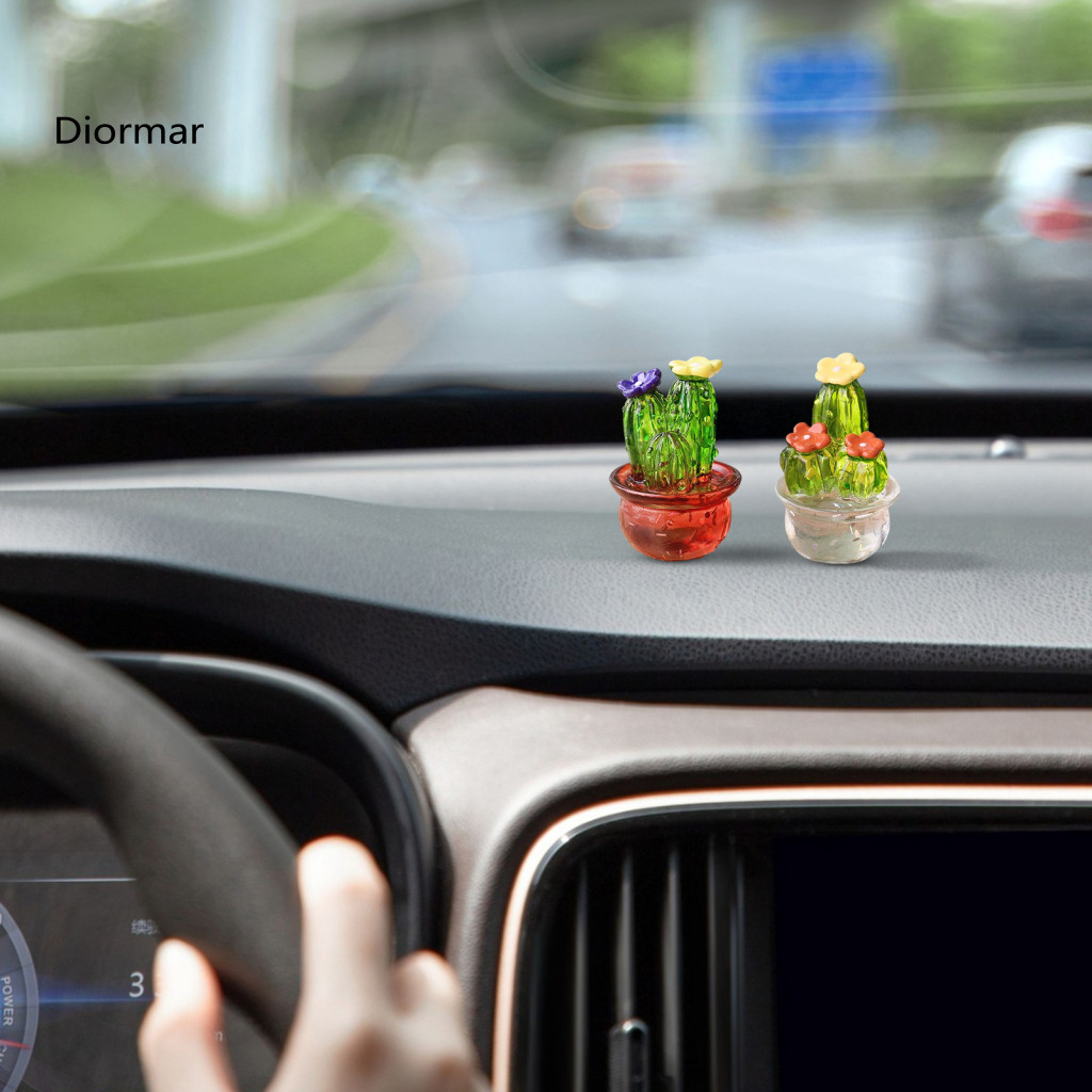 Transparent Resin Cactus Craft Decoration Mini Ornament Decorative Plant for Car Dashboard Home Office Computer Desk –