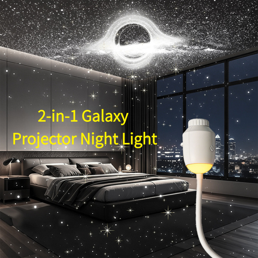 2-in-1 Mini Portable Galaxy Projector 4K HD Star Night Light Stepless Dimming for Bedroom Car Roof