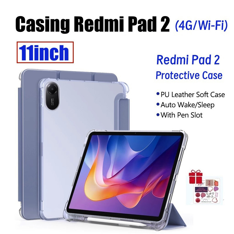 for Xiaomi Capa Redmi Pad 2 11 Polegadas 2025 4G/Wi-Fi Com Slot Para Caneta Tablet 4G Smart Case Transparente Back