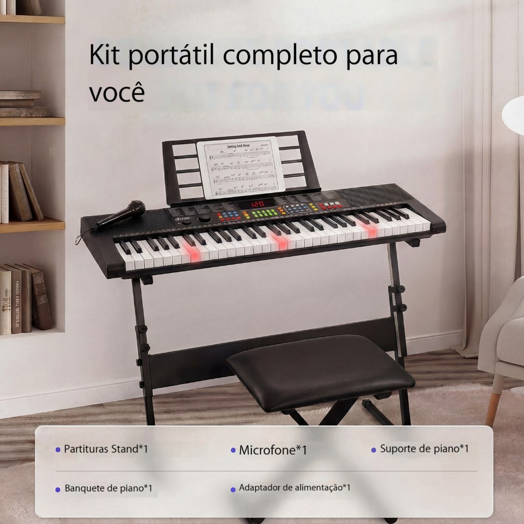 VEDO 61-Key digital Piano, Electric Piano Keyboard kit, 256 timbres, 256 Rhythms, Including Piano Stand