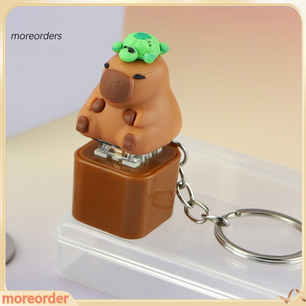 Cartoon Capybara Keyboard Keychain with Sound Light Stress Relief Fidget Toy for Kids Adults Electric Keycap Clicking Se