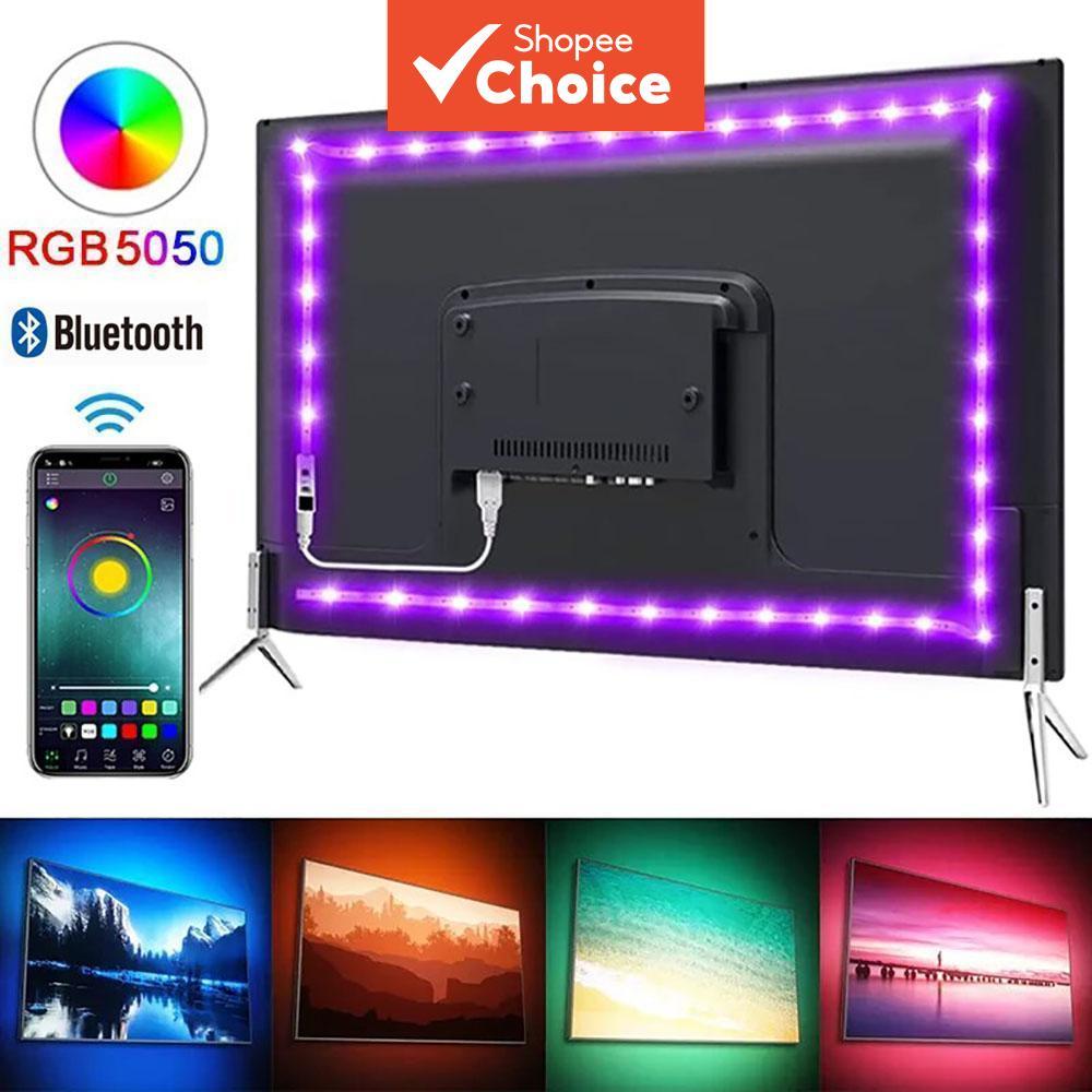 Tira de LED RGB 5050 Bluetooth Controle Remoto por Aplicativo TV Luz de Fundo Flexível Fita USB 5V para Decoração de