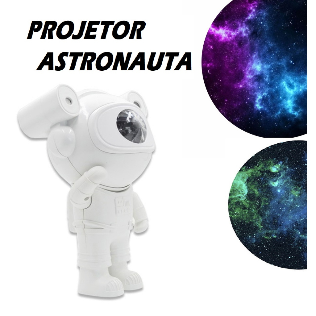 Astronauta Projetor Galaxias Com Bluetooth Musicas Decoração Projeção Universo