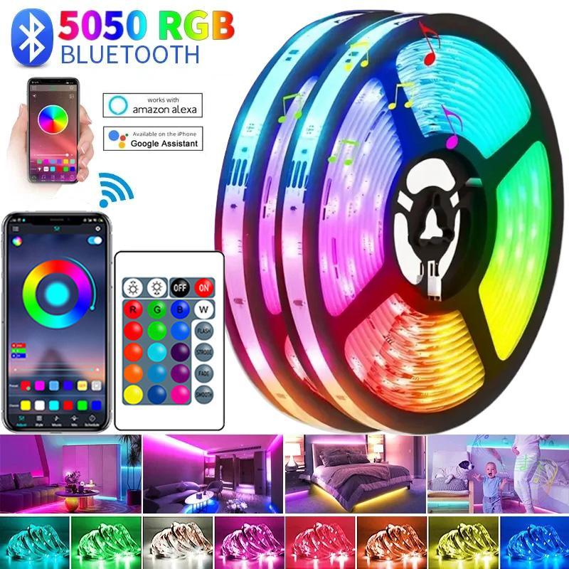 Rgb LED Luz De Tira 5050 USB APP Controle Música Mudança Cor Flexível TV Backlight Sala Festa Natal Decoração