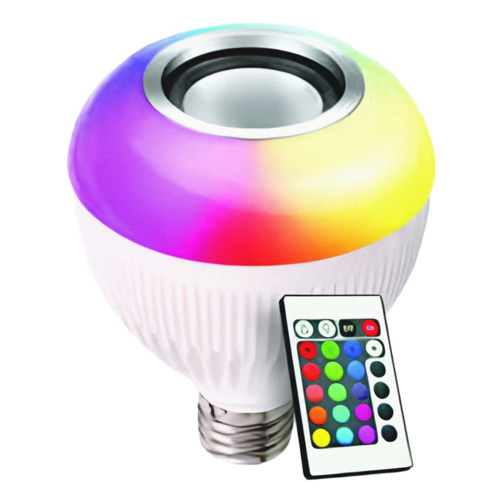 lâmpada musical colorida led 4 pétalas economica bluetooth festa resenha banheiro quarto decoração