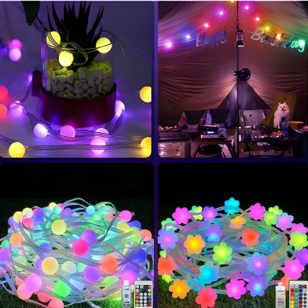 Fita Led Colorida Flor Bolinha RGB Usb Bluetooth Prova d' Água Natal Quarto Decoração