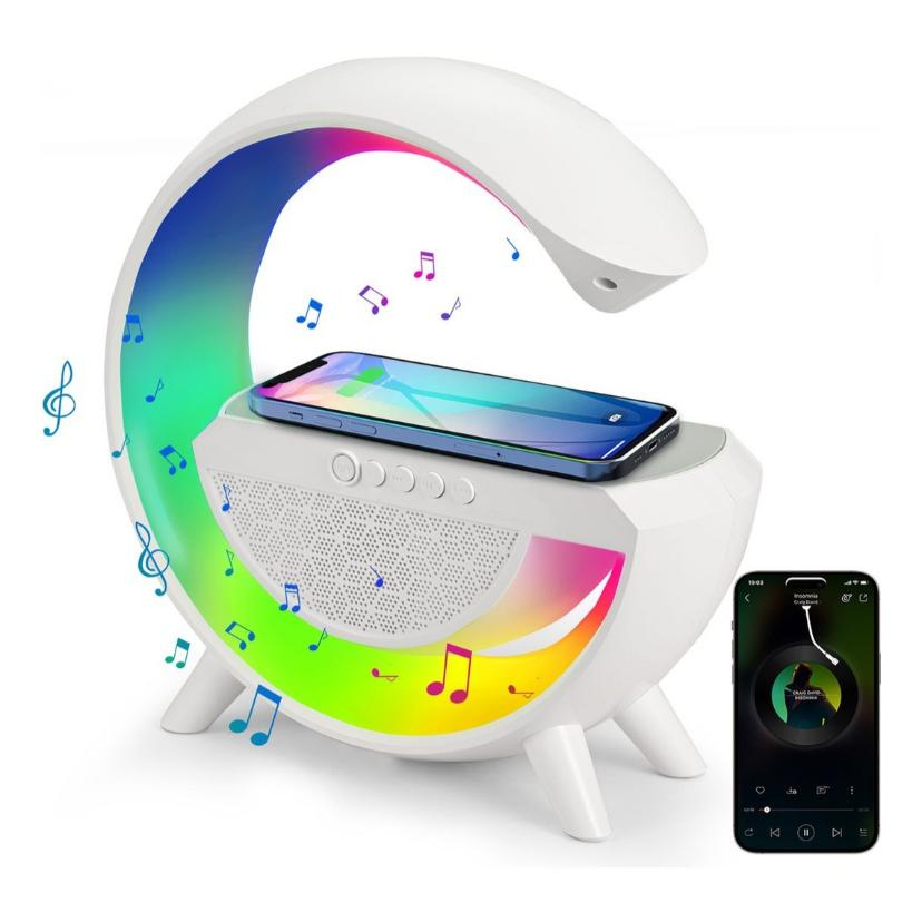 Luminária Bluetooth Inteligente carregador Sem Fio RGB Decoração Com Alto Falante Bass Led G Speaker