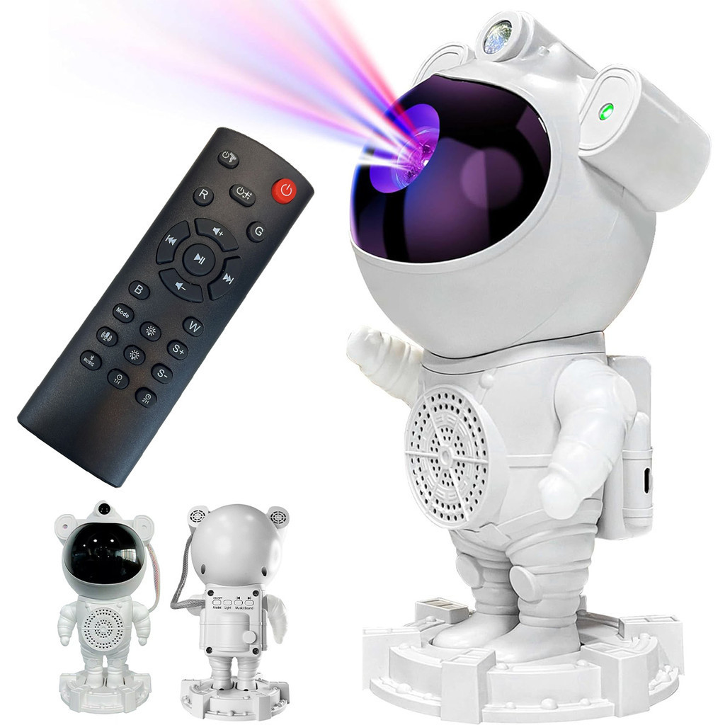 Astronauta Projetor Led Bluetooth Caixa De Som Musica Ceu Estrela Galaxia Lua Decoraçao Espacial Casa Quarto Area Lazer Descanso