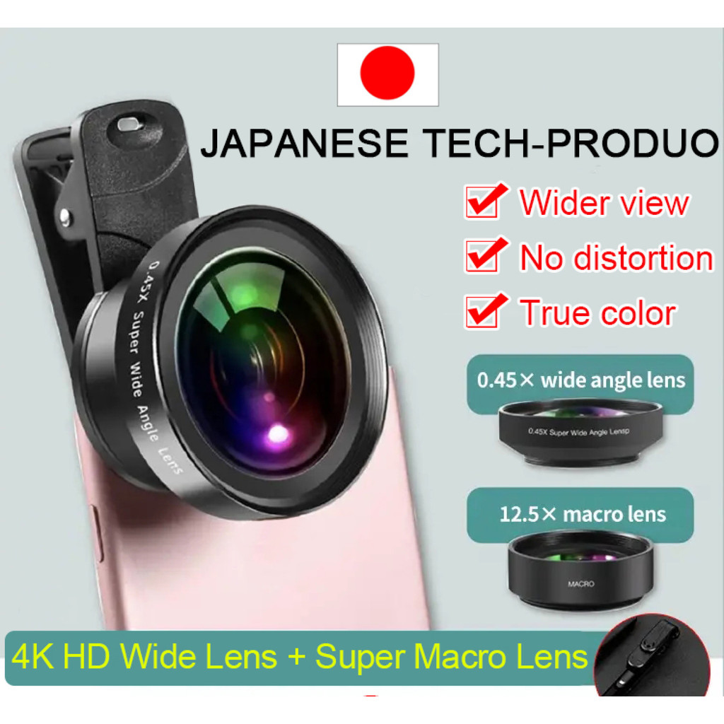[2-in-1 Lens] 【Không Biến Dạng/0.45x Góc Siêu Rộng】 Smartphone Lens/Wide Angle/Macro/Professional Photography