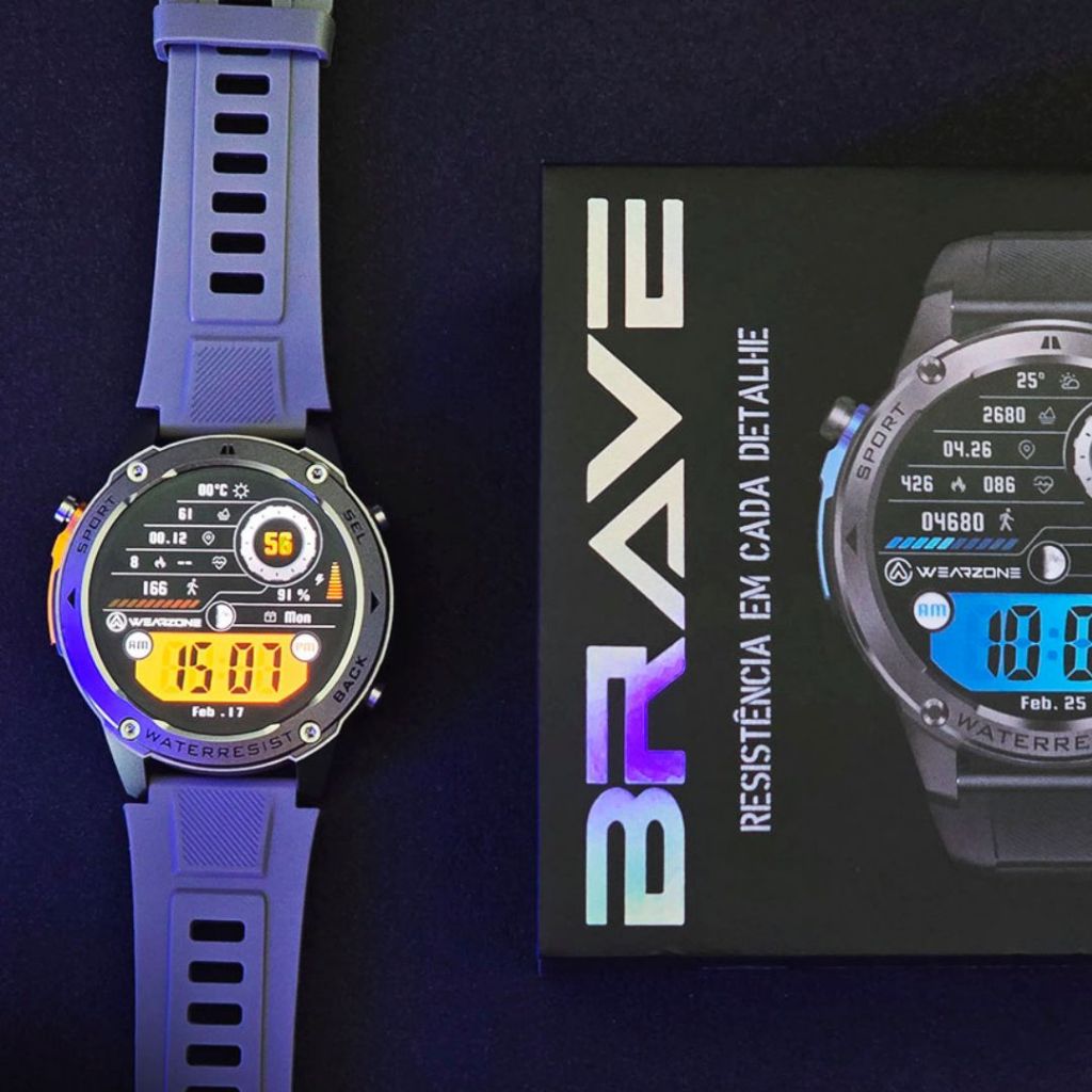 Relógio Smartwatch Brave Militar GPS Integrado 5 ATM A Prova De Agua IP69K Bateria 10 Dias Wearzone