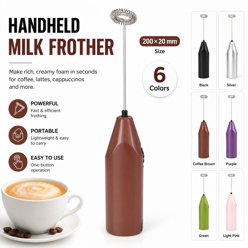 Electric Milk Frother Wand Mini Hand Mixer with Stainless Steel Spring for Coffee Latte Matcha Bater de Leite Barista