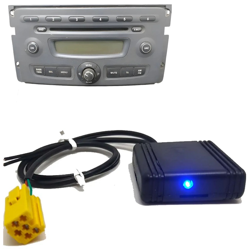 Smart fortwo C451 Adaptador BT para reprodução audio na entrada AUX do rádio