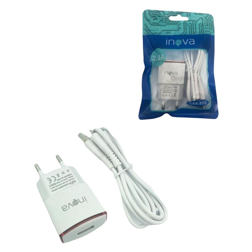 Carregador Celular Smartphone Inova Micro USB V8 2.1a Car-8112