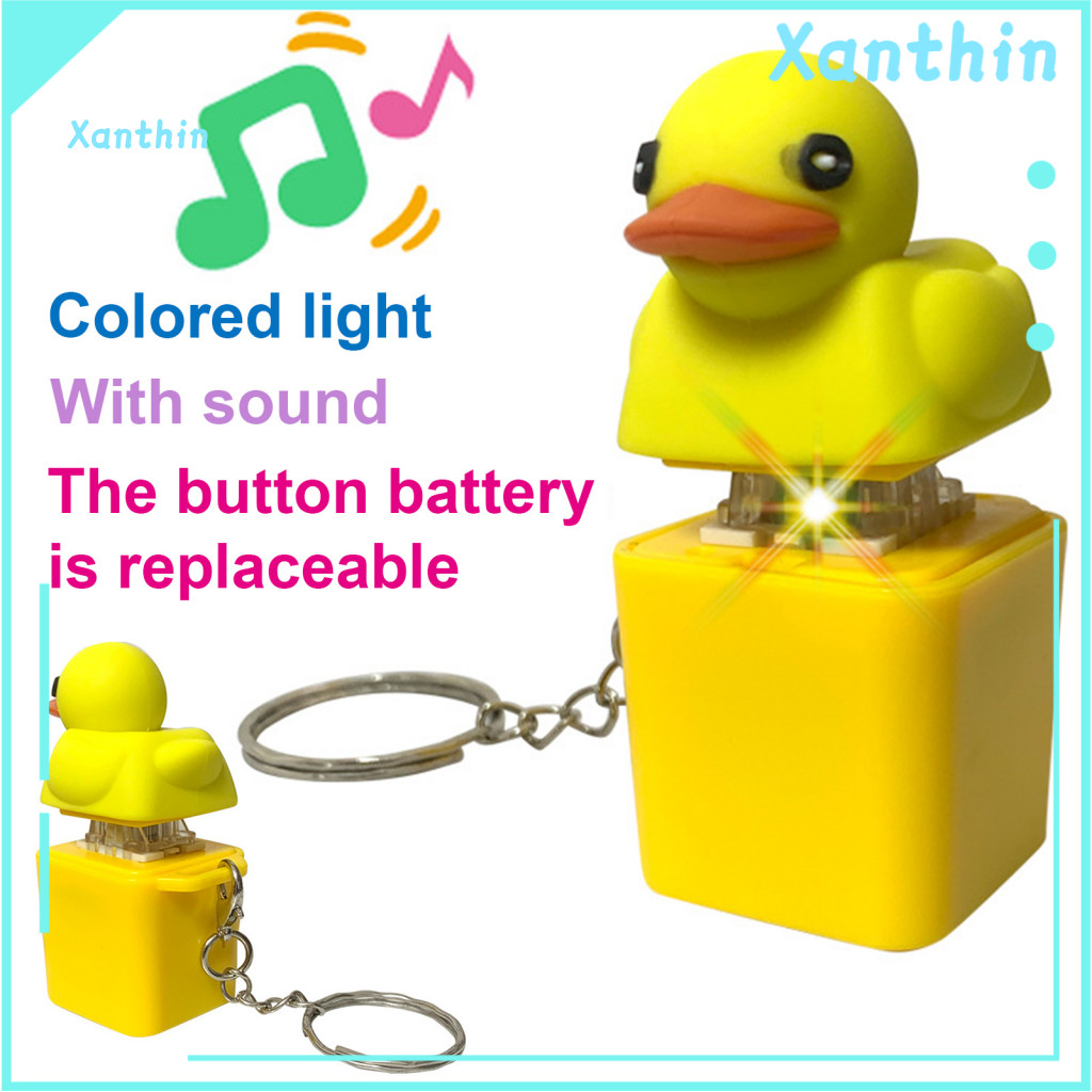 Quacking Duck Keyboard Fidget Keychain Portable Toy 1/2/3 Pcs Keycap with Sound Light Stress Relief for Kids Adults for