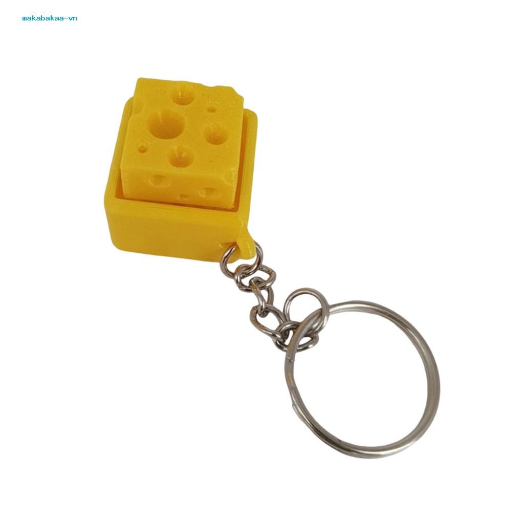 Keychain Toy Portable Stress Reliever 3d Printed Cheese Fidget Relief – 1/2/3/5 Pcs Decompression Clicker for Keyboard