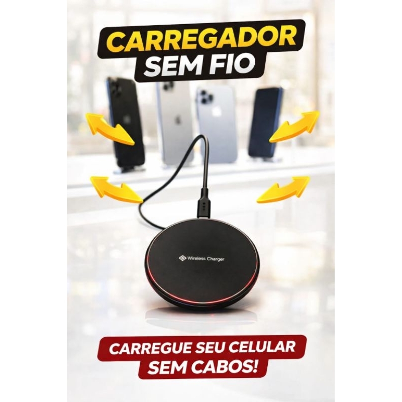 Carregador De Celular Android e iOS e Power Bank Turbo Wireless Por Indução WR-22!