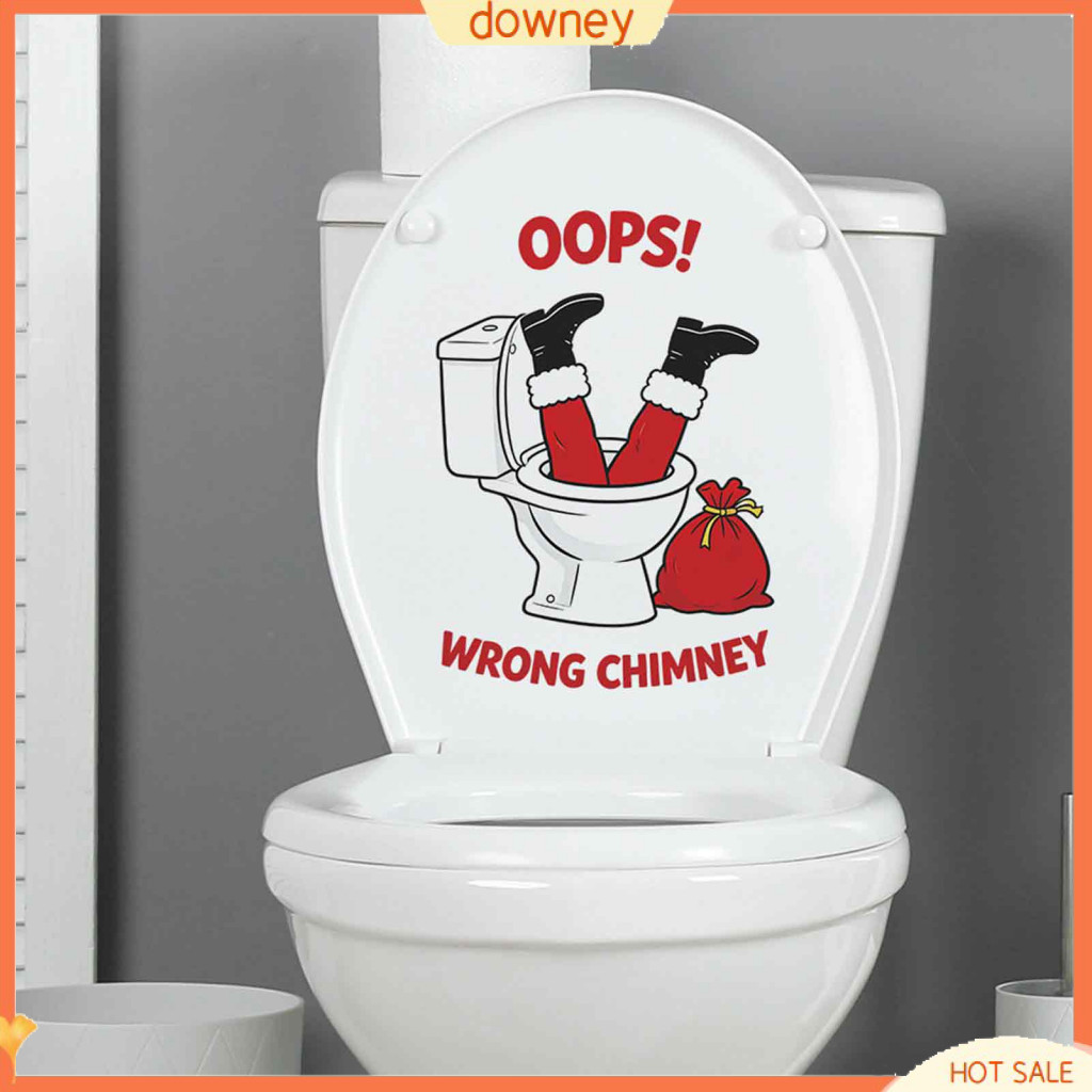 Funny Santa Toilet Sticker Waterproof Christmas Bathroom Decal Humorous Xmas Lid Decor Self-adhesive Holiday Decoration