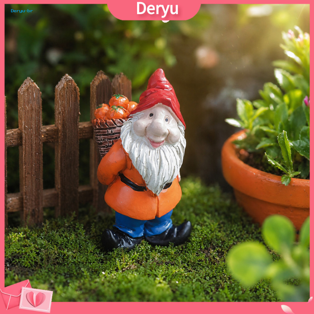 Hand Painted Garden Gnome Waterproof Yard Art Ornament Mini Gnomes Figurine Resin Welcome Statue Small Dwarf Fairy Decor